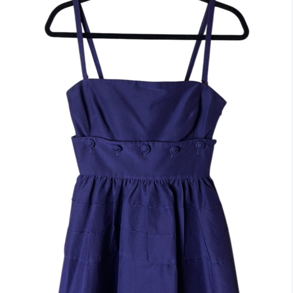 Maeve by Anthropologie Button Two Piece Cotton/Silk Dress in Navy/Purple- Size 0 - Picture 2 of 12